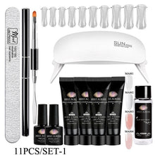 Load image into Gallery viewer, MEET ACROSS Poly UV Gel Set Nail Gel Kit 20/30ml Crystal Builder Clear Colors Gel with Lamp Gel Nail Polish For Nail Extensions
