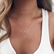 Load image into Gallery viewer, Bohemian Multi Layered Necklace for Women Vintage Portrait Coin Star Moon Pendant Necklace Geometric Collier Collares
