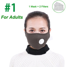 Load image into Gallery viewer, Tcare Fashion Cotton Face Mask Respirator Washable Reusable Mouth Masks + 2Pcs Activated Carbon Filter PM2.5 for Men Women
