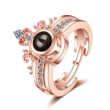 Load image into Gallery viewer, ANENJERY Crown Couple Rings Set Silver Color Projection Rings For Women Gift S-R478

