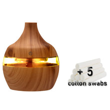 Load image into Gallery viewer, 300ML USB Air Humidifier Electric Aroma Diffuser Mist Wood Grain Oil Aromatherapy Mini Have 7 LED Light For Car Home Office
