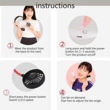 Load image into Gallery viewer, USB portable fan cold fan hands free neck fan hanging rechargeable mini sports fan 3-speed adjustable neck dual fan Home Office
