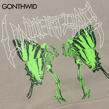 Load image into Gallery viewer, GONTHWID Hip Hop Butterfly Skull Prayer Print Hooded Sweatshirts Hoodies Streetwear Men Hipster Casual Punk Rock Pullover Tops
