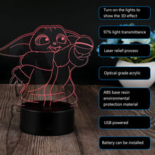 Load image into Gallery viewer, 3d Night Lamp Anime Star Wars Baby Yoda Led Night Light for Kid Child Bedroom Decor Nightlight Cartoon Meme Figure Table Lamp
