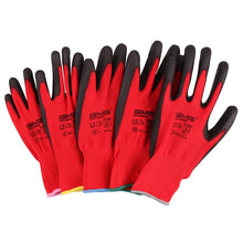Load image into Gallery viewer, Hot Sale 6 Pairs GMG CE Certificated EN388 Red Polyester Black PU Work Safety Gloves Mechanic Working Gloves
