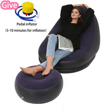 Load image into Gallery viewer, BEAN BAG lazy sofa inflatable folding recliner outdoor sofa bed with pedal comfortable flocking single sofa chair pile coating
