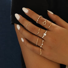Load image into Gallery viewer, 15 Pcs/set Women Fashion Rings Hearts Fatima Hands Virgin Mary Cross Leaf Hollow Geometric Crystal Ring Set Wedding Jewelry
