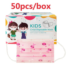 Load image into Gallery viewer, 50-100pcs Children Face Mask Cartoon Printed soft skin-friendly Disposable Mouth Cover Mask boy girl Personal Thicken mouth mask

