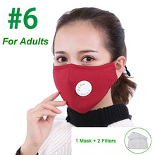 Load image into Gallery viewer, Tcare Fashion Cotton Face Mask Respirator Washable Reusable Mouth Masks + 2Pcs Activated Carbon Filter PM2.5 for Men Women
