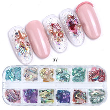Load image into Gallery viewer, 12 Grid/Set Holographic Nail Glitter Sequins Sparkly 3D Thin Butterfly Flakes Polish Decor for Nail Art Accessories LA1558-1
