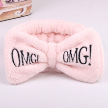 Load image into Gallery viewer, 2020 New Letter OMG Headbands for Women Girls Bow Wash Face Turban Makeup Elastic Hair Bands Coral Fleece Hair Accessories
