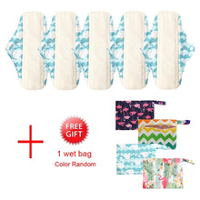 Load image into Gallery viewer, DropShipping Reusable Bamboo Charcoal Hygiene Menstrual Pads 5PCS with  Waterproof Bag Washable Women Sanitary Pads for Women
