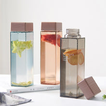 Load image into Gallery viewer, 450ml Fruit Juice Infuser Water Bottle BPA Free Plastic Square Transparent Heat Resistant Sport Travel Camping Drink Bottle
