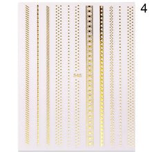 Load image into Gallery viewer, 1 Sheet Holo Black Gold 5D Nail Sticker Decal Tassel Strip Line Slider Foils Adhesive Nail Art Decoration
