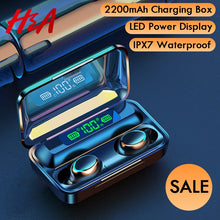 Load image into Gallery viewer, H&amp;A Bluetooth V5.0 Earphones Wireless Headphones With Microphone Sports Waterproof Headsets 2200mAh Charging Box For Android
