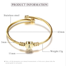 Load image into Gallery viewer, Fashion Girls Gold Color Stainless Steel Heart Bracelet Bangle With Letter Fashion Initial Alphabet Charms Bracelets For Women
