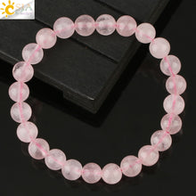Load image into Gallery viewer, CSJA Natural Stone Elastic Bracelet Pink Quartz White Purple Crystal Green Aventurine Healing Beads Female Strand Bracelets G255
