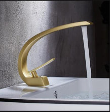 Load image into Gallery viewer, Tuqiu Basin Faucet Modern Bathroom Mixer Tap Black/Gold Wash basin Faucet Single Handle Hot and Cold Waterfall Faucet
