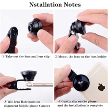 Load image into Gallery viewer, phone lens Fisheye 0.67x Wide Angle Zoom lens fish eye 6x macro lenses Camera Kits with Clip lens on the phone for smartphone
