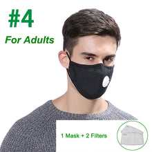 Load image into Gallery viewer, Tcare Fashion Cotton Face Mask Respirator Washable Reusable Mouth Masks + 2Pcs Activated Carbon Filter PM2.5 for Men Women

