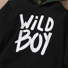 Load image into Gallery viewer, Autumn Baby Boy Long sleeve Letter Print Hooded T-shirt and Camouflage Long Pants 0-3Y
