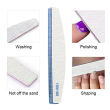 Load image into Gallery viewer, 1 Pc Half-Moon-Shaped Nail File Nail Buffer Washable Grinding Polishing Sanding Buffing  Pedicure Nail Art Tools
