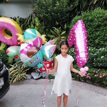 Load image into Gallery viewer, 1set Pink Donut Lip Ice Cream Popcorn Candy Foil Balloon Baby Shower Happy Birthday Decoration Balloon Boy Girl Cute Kid Toy
