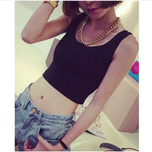 Load image into Gallery viewer, 2019 Summer Slim Render Short Top Sexy Women Sleeveless U Croptops Tank Tops Solid Black/White Crop Tops Vest Tube Top

