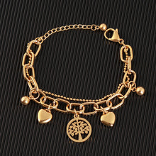 Load image into Gallery viewer, New Arrive Double Stainless Steel Religious Bracelet For Women Female Gold Color Beads Bracelet Jesus Pendant Lady Jewelry Gift

