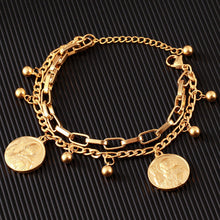 Load image into Gallery viewer, New Arrive Double Stainless Steel Religious Bracelet For Women Female Gold Color Beads Bracelet Jesus Pendant Lady Jewelry Gift
