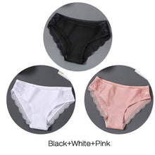 Load image into Gallery viewer, FINETOO Women's Panties 3Pcs/set Soft Cotton Underwear M-XL Sexy Lace Panty Women Underpants Girl Briefs Fashion Female Lingerie
