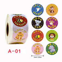 Load image into Gallery viewer, 500pcs Reward Stickers Encouragement Sticker Roll for Kids Motivational Stickers with Cute Animals for Students Teachers
