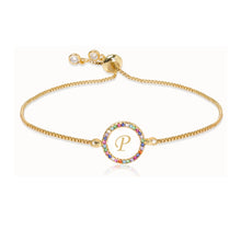 Load image into Gallery viewer, Adjustable Rainbow Zircon 26 Letter Bracelet Women shell Zircon crystal Bracelet Femme Valentine's day wedding Gifts Jewelry

