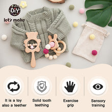 Load image into Gallery viewer, Let's Make Baby Toys Teether Wooden Rattles Bracelet Pacifier Chain Rodent Beading Beech Musical Newborn Bear 2pcs/set Bed Bell

