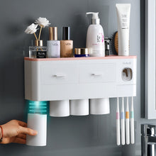 Load image into Gallery viewer, Bathroom Accessories organizer Set Toothbrush Holder Automatic Toothpaste Dispenser Holder Toothbrush Wall Mount Rack Tools Set
