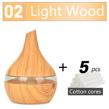 Load image into Gallery viewer, 300ML USB humidifier Electric oil Aromatherapy wood grain Ultrasonic air diffuser with 7 colors lights  for home office Car
