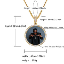 Load image into Gallery viewer, TOPGRILLZ Custom Made  Photo Round Medallions Cubic Zircon Pendant&amp;Necklace With 4mm Tennis chain Hip Hop Jewelry For Men Women
