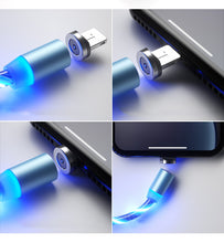 Load image into Gallery viewer, 1m Magnetic charging Mobile Phone Cable USB Type C Flow Luminous Lighting Data Wire for Samsung Huawei LED Micro Kable
