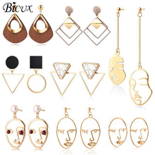 Load image into Gallery viewer, BICUX New Fashion Round Dangle Drop Korean Earrings For Women Geometric Round Heart Gold Earring Wedding Jewelry
