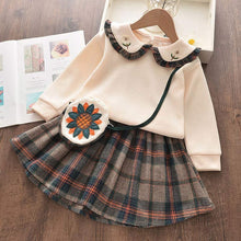 Load image into Gallery viewer, Bear Leader Girls Dress 2021 Winter Geometric Pattern Dress Long Sleeve Girls Clothes Top Coat+ Tutu Dress Sweater Knitwear 2pcs
