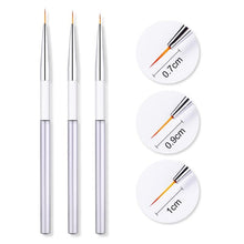 Load image into Gallery viewer, 3Pcs/Set UV Gel Drawing Painting Nail Liner Brush Acrylic Nail Pen French Nail Mixed Colors Gourd Handle Nail Art DIY Tools
