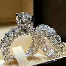 Load image into Gallery viewer, Crystal Female Zircon Wedding Ring Set Fashion Silver Color Bridal Sets Jewelry Promise Love Engagement Rings For Women
