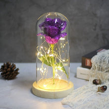 Load image into Gallery viewer, 6 Colour Beauty And The Beast Red Rose In A Glass Dome On A Wooden Base For Valentine's Gifts LED Rose Lamps Christmas
