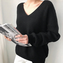 Load image into Gallery viewer, Aachoae Womens Sweaters 2020 Autumn Winter Casual V Neck Women Pullover Sweater Solid Long Sleeve Loose Knitted Cashmere Top
