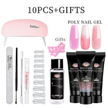 Load image into Gallery viewer, MEET ACROSS Poly UV Gel Set Nail Gel Kit 20/30ml Crystal Builder Clear Colors Gel with Lamp Gel Nail Polish For Nail Extensions
