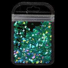 Load image into Gallery viewer, Holographic Butterfly Heart Nail Art Glitter Micro Laser Star Flakes 3D Silver Gold Sequins Polish Manicure Nail Decoration
