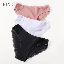 Load image into Gallery viewer, FINETOO Cotton Women's Panties Sexy Lace Underwear Solid Color Briefs For Women M-XL Sexy Underpants Comfortable Female Lingerie
