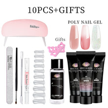 Load image into Gallery viewer, MEET ACROSS Poly UV Gel Set Nail Gel Kit 20/30ml Crystal Builder Clear Colors Gel with Lamp Gel Nail Polish For Nail Extensions
