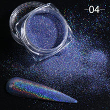 Load image into Gallery viewer, Holographic Powder on Nails Laser Silver Glitter Chrome Nail Powder DIP Shimmer Gel Polish Flakes for Manicure Pigment CH1028-4
