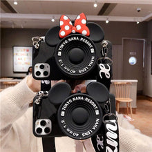 Load image into Gallery viewer, 3D Camera Cartoon Coin Bags Soft Silicon Phone Case For iPhone 12 11 Pro XS Max X 8 7 6s Plus SE 2020 XR Cover With Lanyard
